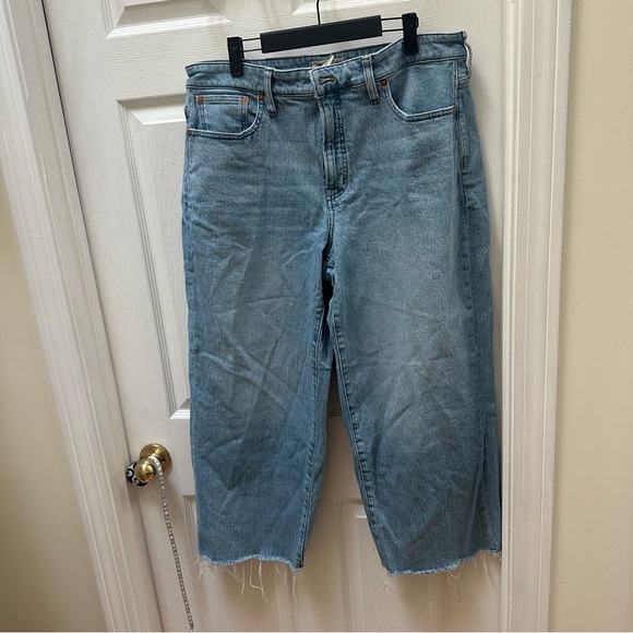 Madewell the curvy perfect vintage wide leg crop Light Blue Denim Jeans 32 - Picture 2 of 10
